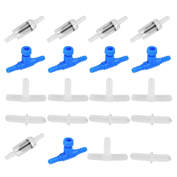 BESTYASH 20Pcs Aquarium Air Flow Splitter Plastic Blue TConnector for Fish Tanks