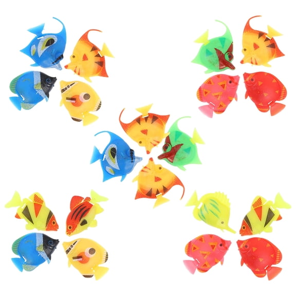 BESTYASH 20 Pieces Artificial Floating Fish Decorations, Plastic Fake Aquarium Fish with Realistic Design for Home and Office