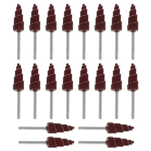 BESTYASH 20Pcs Brown Abrasive Cone Shaped Flap Wheel with Metal Handle for Polishing and Grinding