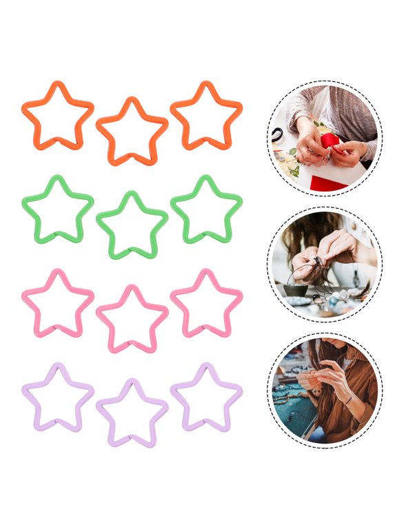 20Pcs Compact Metal Star Key Rings with Color for Everyday Decor and Key Organization