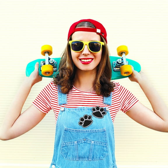 BESTYASH 20Pcs Dog Paw Cloth Patch Black Embroidered Applique for Clothing Bags Hats Repair