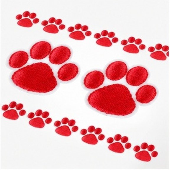 BESTYASH 20Pcs Durable Red Sew on Embroidery Applique Dog Paw Patches for Clothes Jackets and Bags