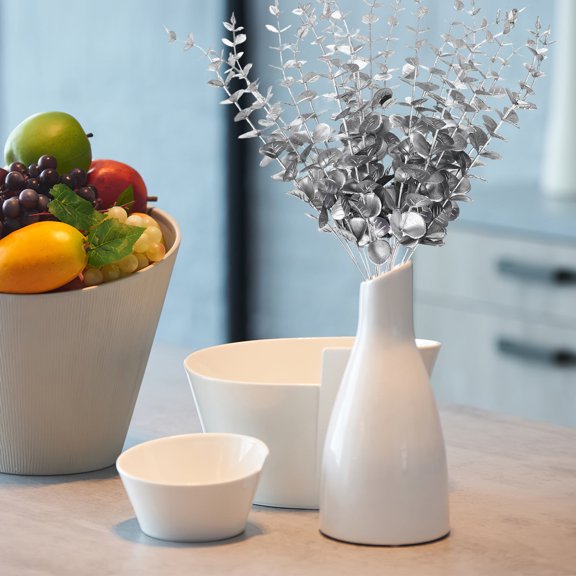 BESTYASH 20Pcs Realistic Plated Silver Artificial Eucalyptus Stems for Vase Filler and Decorative Arrangement