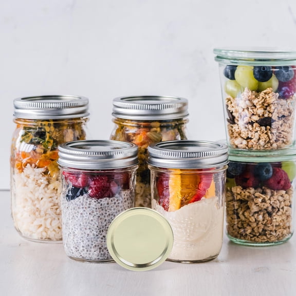 BESTYASH 20Pcs Tinplate Jar Lids Regular Mouth Airtight Metal Sealing Covers for Canning, Storage, Jars, and Spices