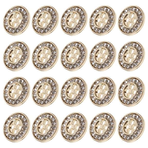 BESTYASH 20Pcs Golden Metal Buttons Four Eye Round Shape Fashion Buttons for Clothes and Craft Projects