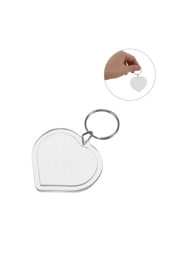 20Pcs Transparent Heart Shape Acrylic Photo Keychain with Smooth Edges for DIY Projects
