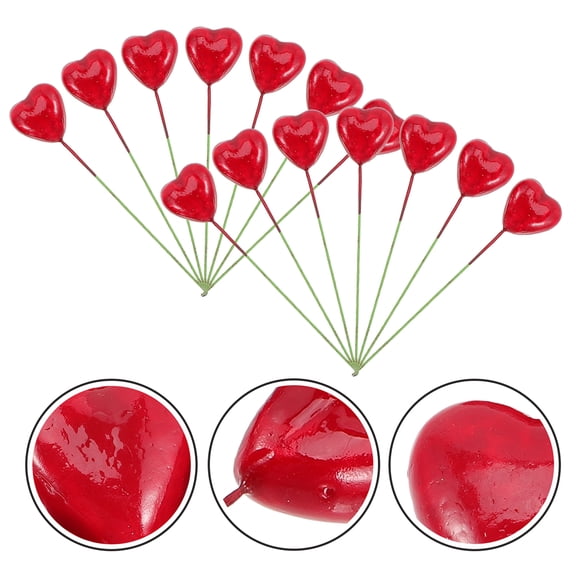 BESTYASH 20Pcs Lightweight Red Heart Dessert Toppers DIY Wedding Cake Picks for Romantic Celebrations