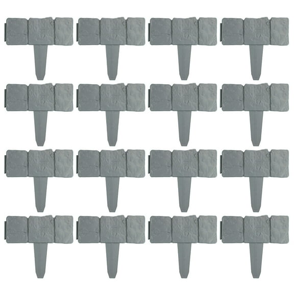 BESTYASH 20Pcs Plastic Garden Edging Border Fence Grey Stone Simulation for Lawn and Flowerbed Decoration