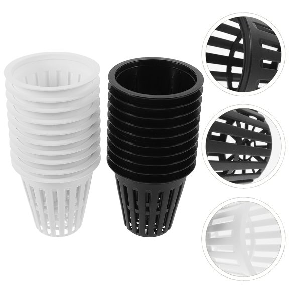 BESTYASH 20Pcs Plastic Hydroponic Net Pots with Mesh Design for Easy Plant Root Growth