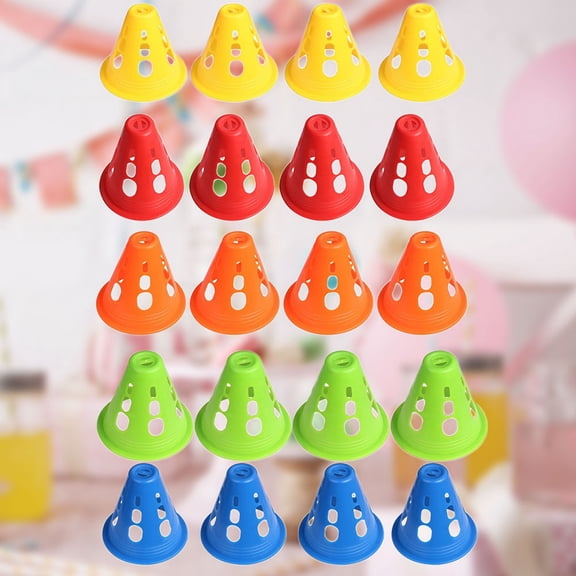 BESTYASH 20Pcs Plastic Sports Cones for Roller Skating Training Assorted Color Agility Roadblock