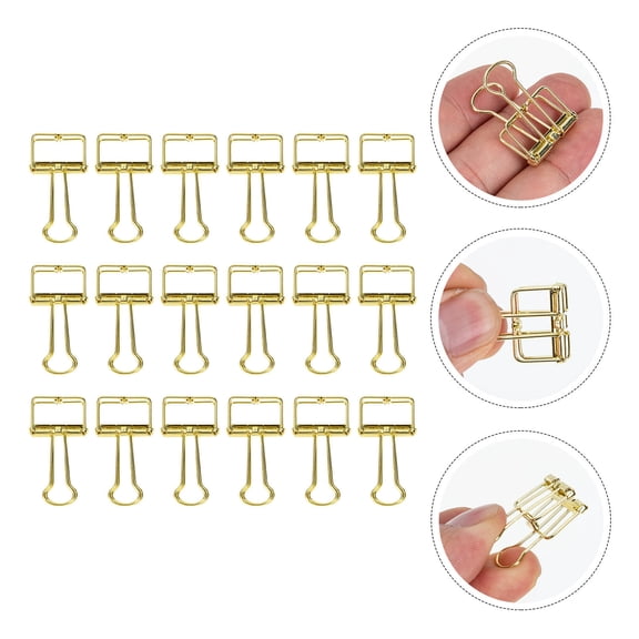 BESTYASH 20Pcs Portable Binder Clips Golden Stainless Steel Office Supplies Multi Function Clips