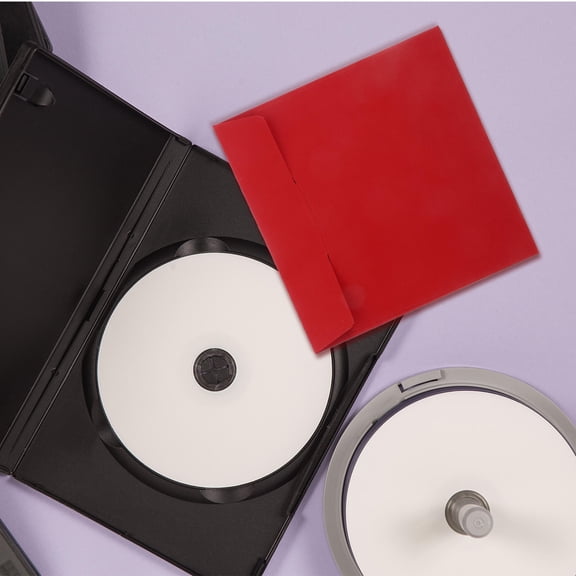 BESTYASH 20Pcs Red Kraft Paper Cd Sleeves Easy Open Close Cd Dvd Storage Holder Protectors