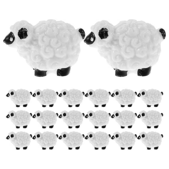 BESTYASH 20Pcs Sheep Mini Figurines Resin Assorted Color Desktop Decor Accessories