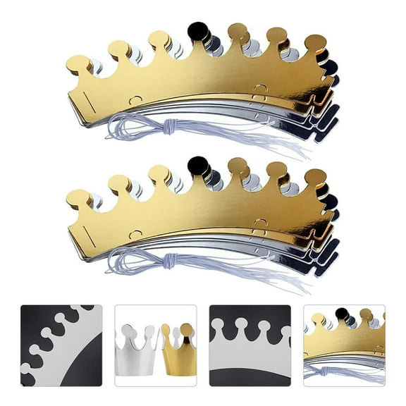 BESTYASH 20Pcs Silver Birthday Party Crown Hats Paper Caps for Memorable Celebration