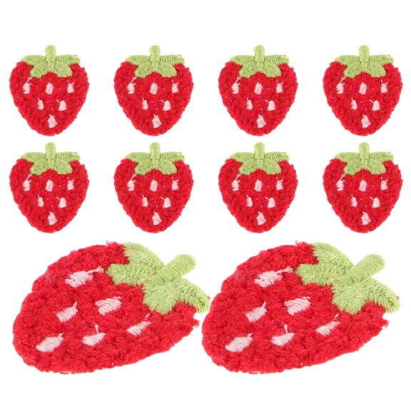BESTYASH 20Pcs Strawberry Fabric Appliques for Repair and Decoration on Bags Jackets and Pants
