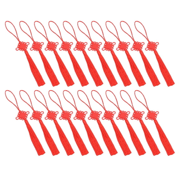 BESTYASH 20 Pieces Red Polyester Traditional Chinese Pendants for Car Interior Decoration Spring Festival Celebration