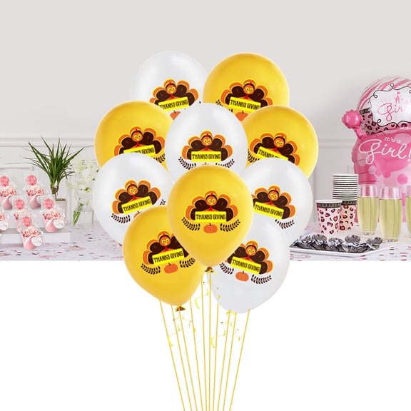 BESTYASH 20Pcs Turkey Printed Latex Balloons Assorted Colors for Thanksgiving Day Party and Birthday Celebration Decor