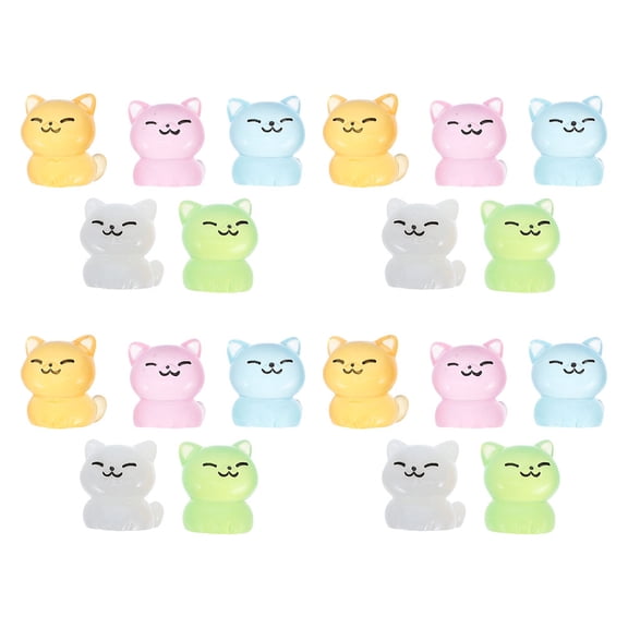 BESTYASH kitten animal figurines Luminous Mini Cat Figures Assorted Color 20pcs