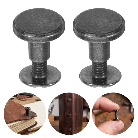 BESTYASH 22Pcs Black Screw Rivets for Leathercraft Durable Metal Binder Posts for Bookbinding Albums