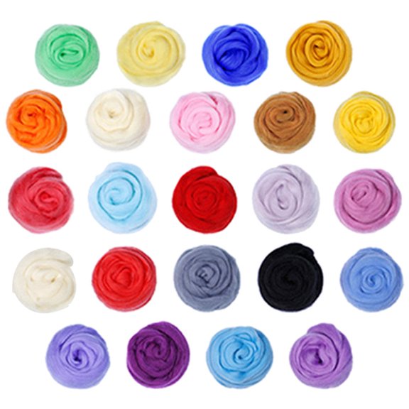 BESTYASH 24Pcs Core Wool for Needle Felting Assorted Color Convenient DIY Felt Wool Craft Kit