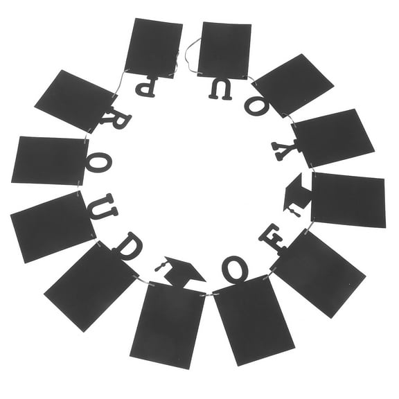 BESTYASH 24Pcs Graduation Party Decorations Black Photo Banner with Unique Proud of You Design