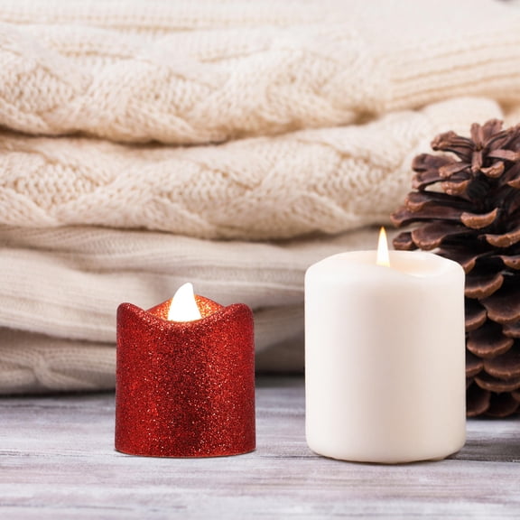 BESTYASH 24Pcs Indoor Red LED Electric Candle Light Decorative Lamp for Smokeless Home Decor