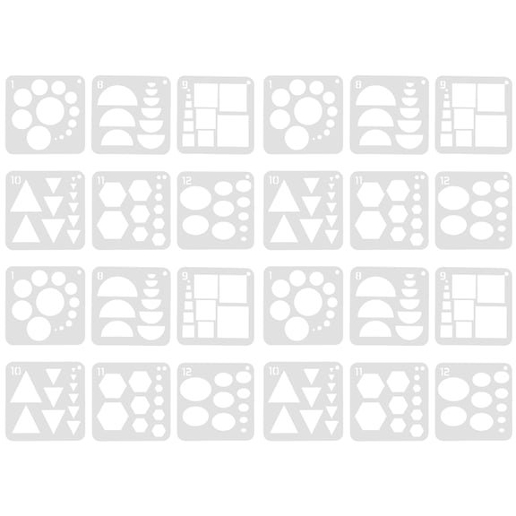 BESTYASH 24Pcs Reusable Plastic Geometric Drawing Templates for Classroom Home Office Use