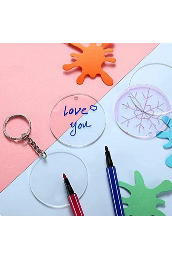 24-Pack Clear Acrylic Blanks for Keychain Crafting, Custom Sublimation, Decoration Projects