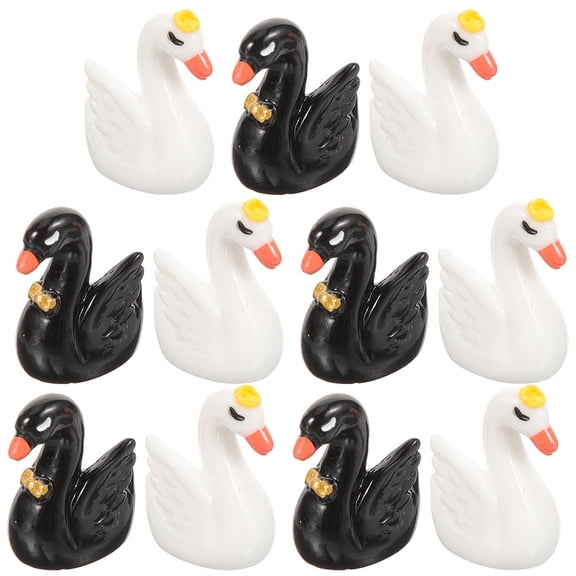 BESTYASH 24pcs Small Swan Figurine Set Resin Ornaments in Assorted Colors, Elegant Minimalist Design for Flowerpot Decoration