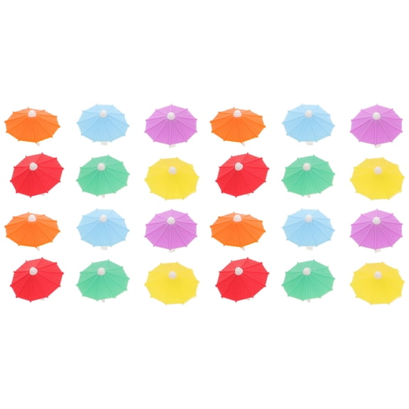 BESTYASH 24pcs Umbrella Shape Drinking Accessories Glass Markers Charms Tags Assorted Color