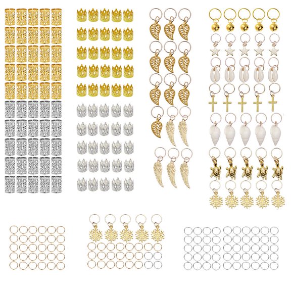 BESTYASH 250Pcs Dreadlocks Supply Metal Hair Buckles Assorted Color for Braids Beard Ponytail Accessories