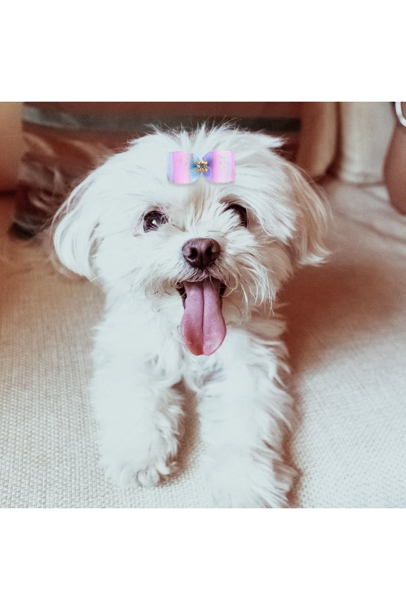 25Pcs Assorted Color Elastic Dog Hair Tie Bows Durable Decorative Bowknots for Pets