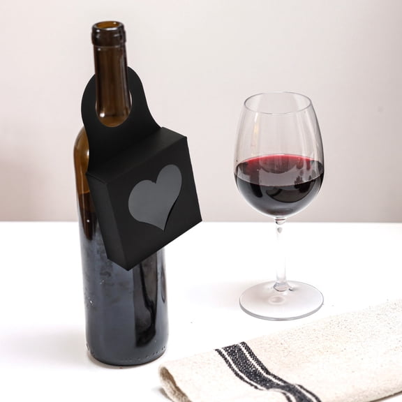 BESTYASH 25Pcs Black Hanging Bottle Boxes with Window and Handle Decorative Paper Storage Case