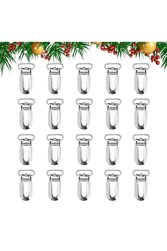 25Pcs White Metal Suspender Clips with Plastic Inserts for Clothes and Crafts