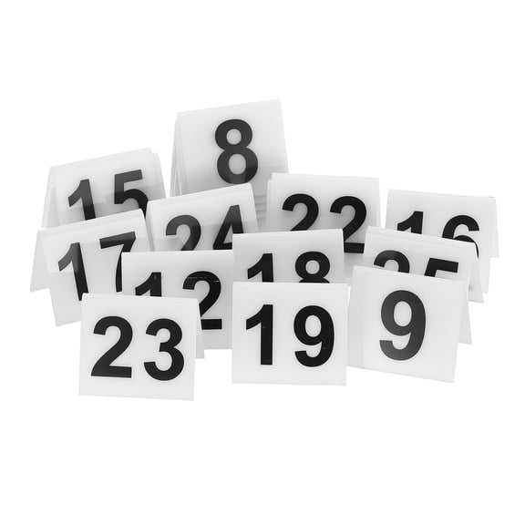 BESTYASH 25Pcs White Acrylic Table Tents Numbers 1 to 25 with Flat Base for Event and Wedding