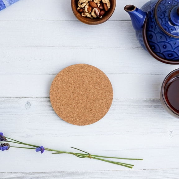 BESTYASH 25Pcs Round Self Adhesive Cork Coasters Heat Insulation Shock Absorption Pads for Home