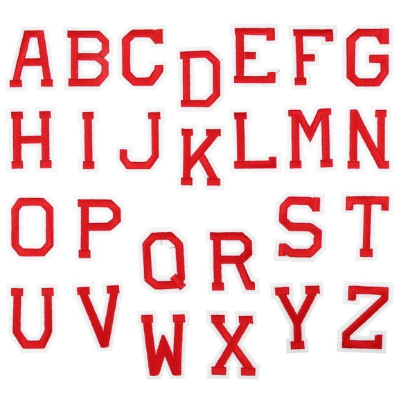 BESTYASH 26Pcs Iron on Red Letter Patches for Clothes Lightweight Embroidery Patch for Fabric Decoration