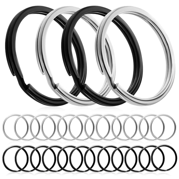 BESTYASH 28-Piece Assorted Color Flat Stainless Steel Key Split for Keychains and Charms