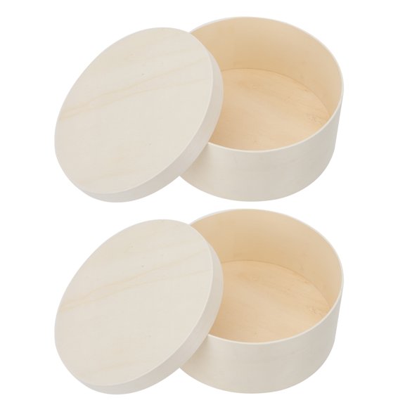 BESTYASH 2PCS Packing Box Cheesecake Wrap Wood Box Round Shape For Home Users Special Occasions