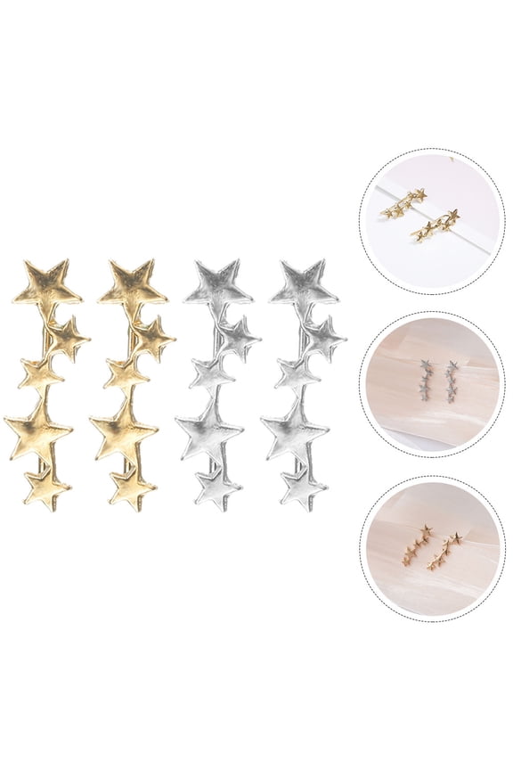 2Pairs Ear Climber Earrings Plated Star Studs Alloy Minimalist Earrings for Decoration