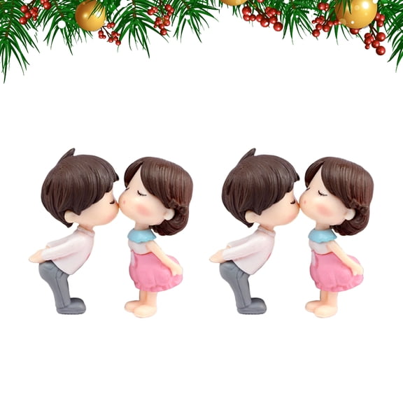 BESTYASH 2 Pairs Valentines Day PVC Kiss Couple Dolls for Car and Home Decoration, Romantic Set