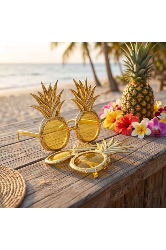 2 Pairs Unisex Pineapple Sunglasses with Fun Tropical Design, Perfect for Birthday, Luau, and Party Accessories