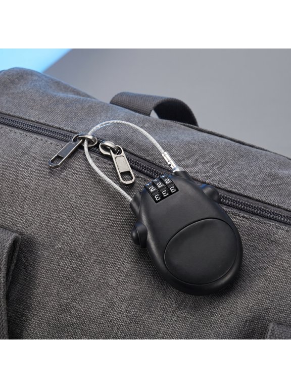 Adjustable Steel Cable Lock Black Retractable for Storage Luggage and Backpacks