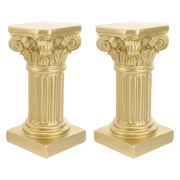 BESTYASH 2Pcs Architectural Resin Ornament Golden Pillars for Decoration Office Decor