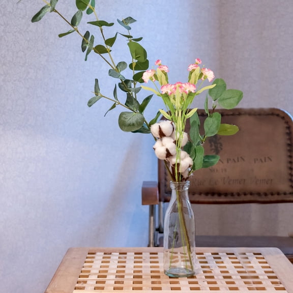 BESTYASH 2Pcs Artificial Flowers Decoration Green Silk Carnation Bouquet for Banquet Party Garden