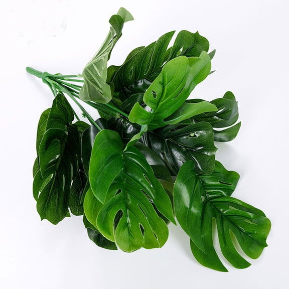 BESTYASH 2Pcs Artificial Palm Branches Green Leaves Decor for Tropical Party and Living Room Accent