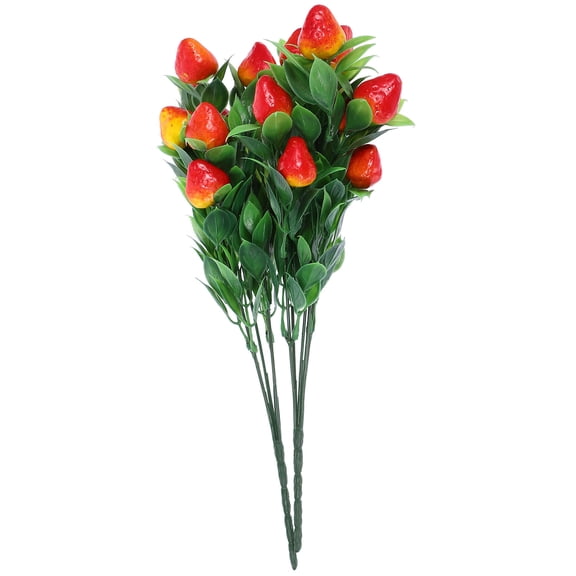 BESTYASH 2Pcs Artificial Red Strawberry Stems Reusable Faux Fruit for Year Round Home and Event Decoration