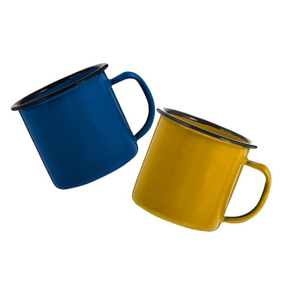 BESTYASH Set of 2 Assorted Color Enamel Mugs Lightweight Drinking Cups for Home, Office, and Travel Use