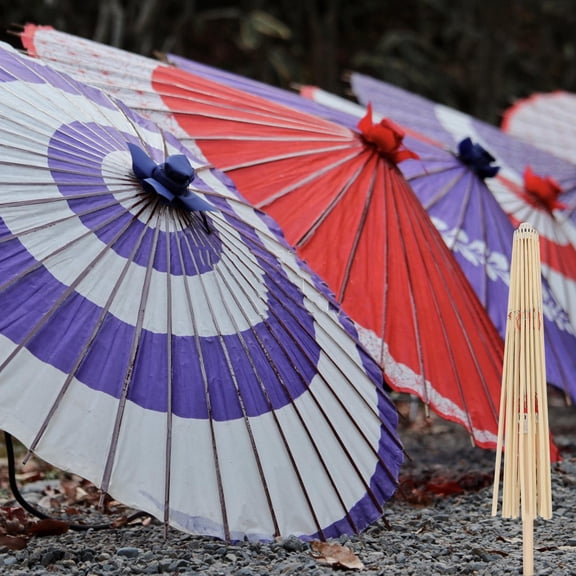 BESTYASH 2Pcs Assorted Color Paper Umbrella Holder Bamboo Frame Elegant Decor and Stage Use
