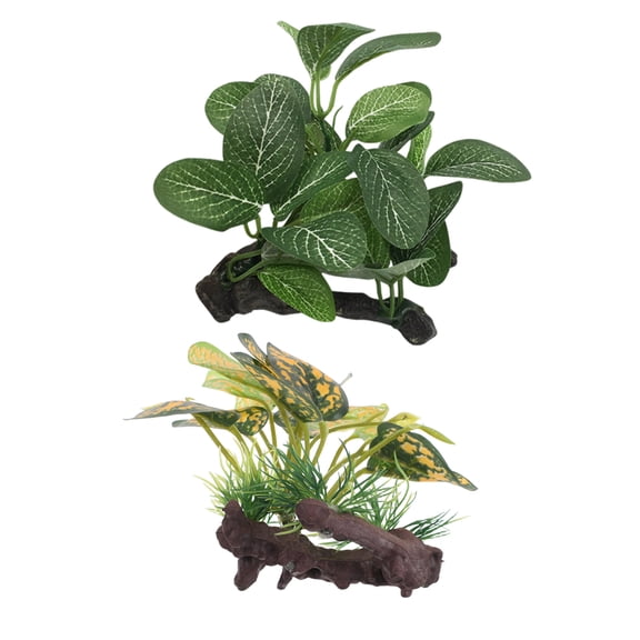 BESTYASH 2Pcs Assorted Color Plastic Aquarium Decorations Realistic Bonsai Tree Fish Hideouts for Fish Tank Landscaping